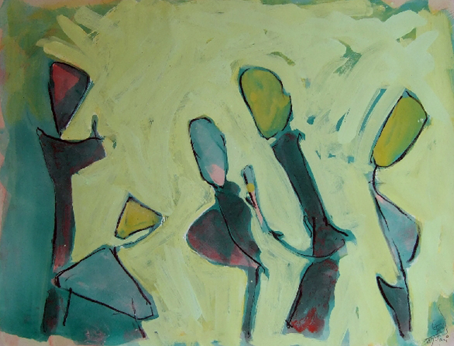 ©Clemens Bordenstein - From ‘Homunculi’ Series Mixed Media on cardboard, ~ `9×12″  