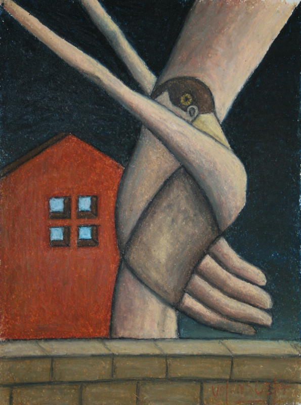  Scott Valenzuela - A Bird in the Hand, 2012, Oil Pastels on Paper, 13.5x10.5"