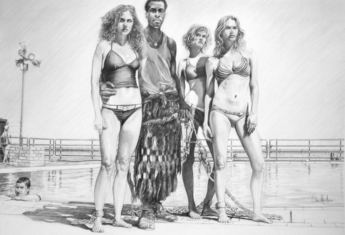 © Claus-Steffen Braun - 'Slave Girls' from Cape Town Series, Pencil, 63x90cm, Print 16x24" 